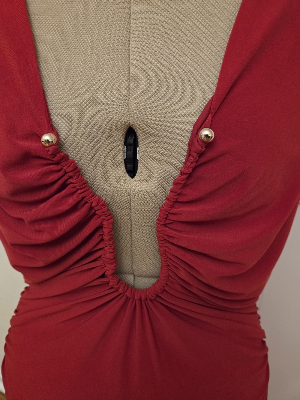 Ramy Brook Red Plunge Ruched Dress - Picture 3 of 12
